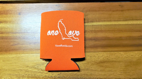"One Love Florida" Can Cooler - Neon Orange